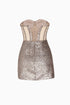 Bra Form Rose Patterned Brown Mini Dress